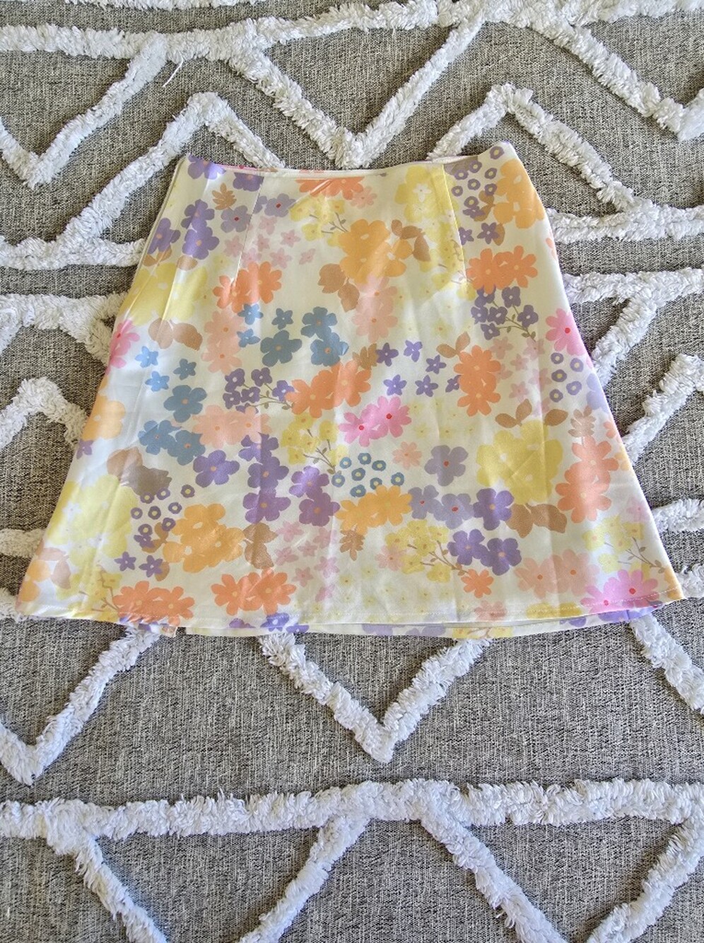 Showpo Pastel Floral A-Line Mini Skirt - Yellow, Orange, Purple, Pink, Blue